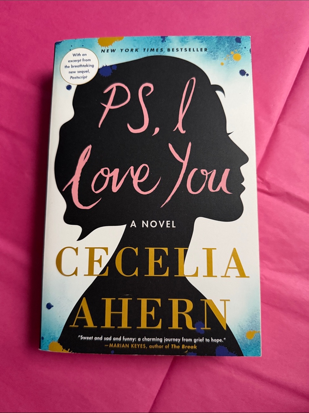 Hachette PS, I Love You - Black silhouette with pink script